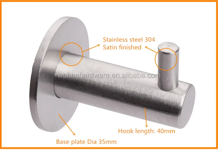 
Best selling bathroom round bar strong robe wall mounted stainless steel 304 hanger kitchen towel hook for clothes line hanger 