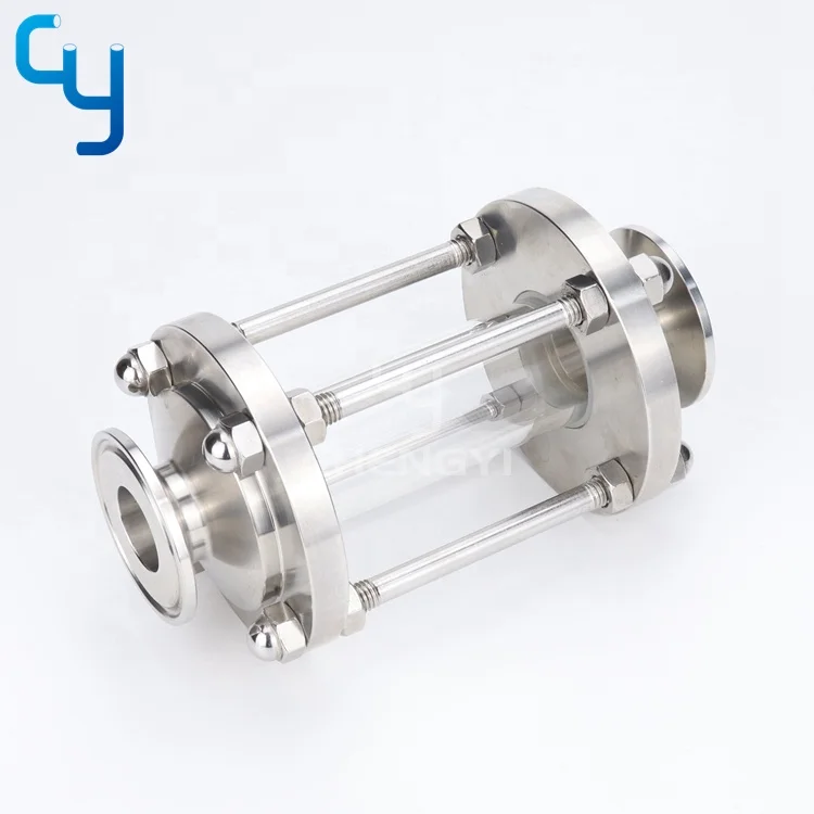 Sanitary pipe fittings stainless steel straight tubular sight glass with protective cover