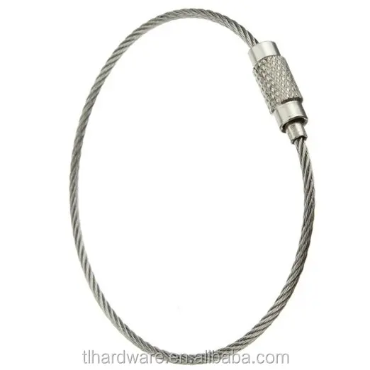 Key Ring Keychain Aircraft Cable Wire Stainless Steel Gear