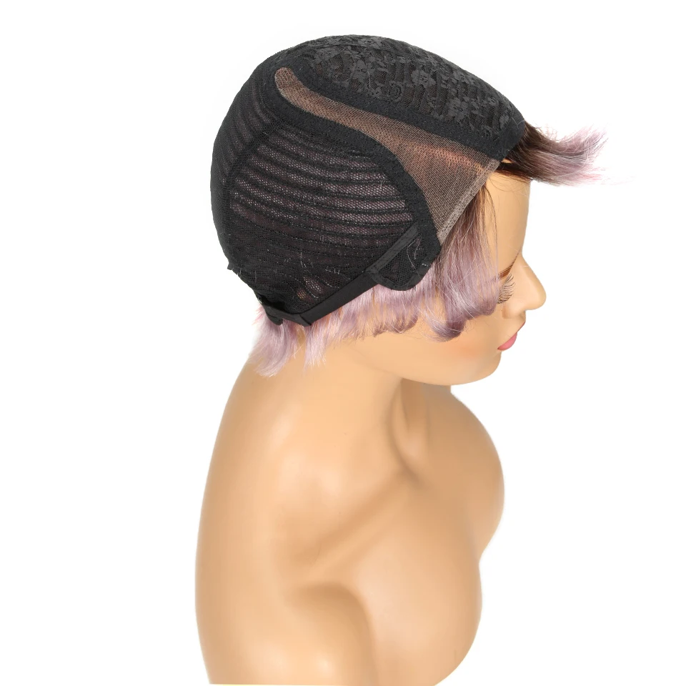 
Wholesale Cute Short Bob Hairstyles toupee Part Lace wigs for black women Bob Wig With Bang Remy Human Hair Wigs Ombre Pixie 