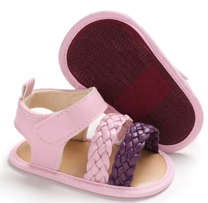 In stock small MOQ fast delivery  baby girl soft sole Pu sandal  baby shoes bulk