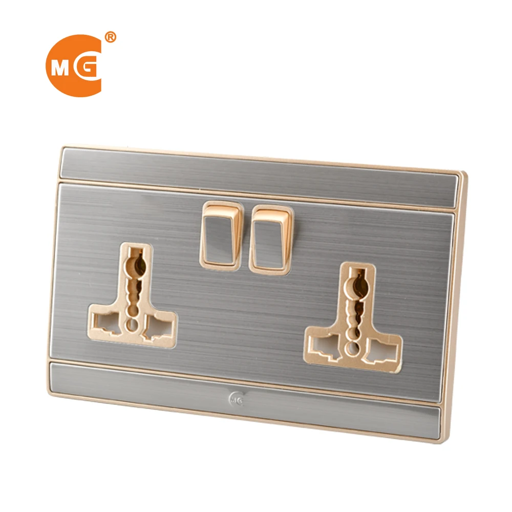 Универсальная настенная розетка с переключателем на 2 клавиши, 13 а