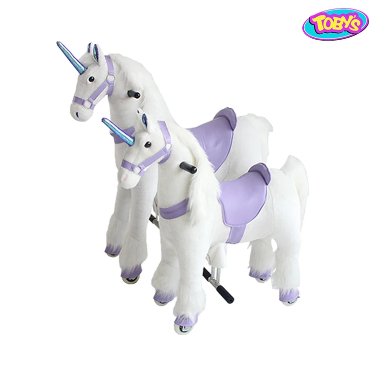 unicorn horse pedal pony riding plush toys stuffed animals on wheels