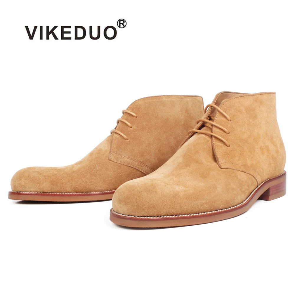 VIKEDUO обувь ручной работы Руководство широкий размер модернизированные Chukka ботинки мужские дизайнерские замшевые пустынные ботинки для мужчин