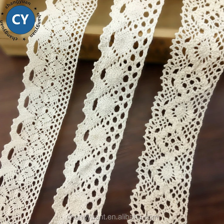 Wholesale cheap white cotton lace embroidery trim ribbon roll for garment accessories
