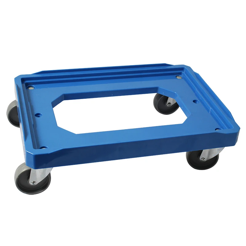 
4 wheeled heavy duty loading plastic moving container dolly 