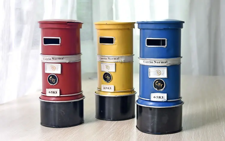 
custom classical post box money bank tin coin bank 