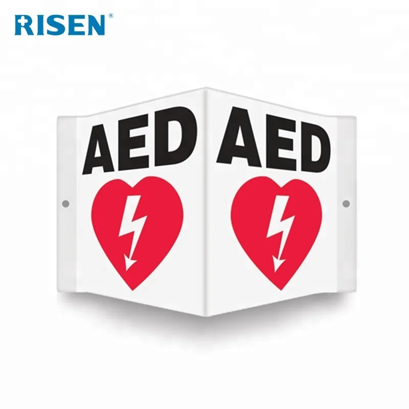 
OEM service logo print customized defibrillator signs aed wall sign for emergency training class 