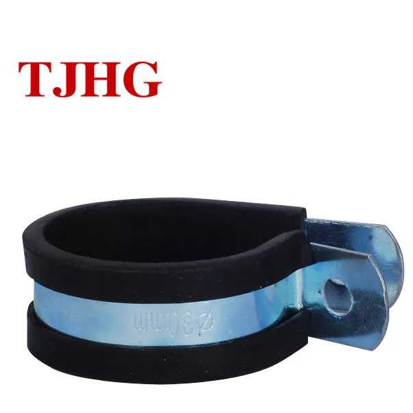 Factory produces Galvanized steel two holes fixing all size P type Rubber Hose Clamp