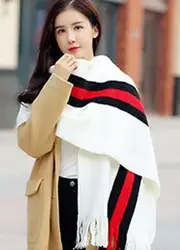 Fashion Scarves Wholesale 200*50Cm Large Acrylic Scarf  Long Students Women Color Striped Tassel Scarf