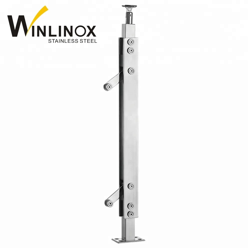 Outdoor stainless steel front porch railing designs with glass clamp