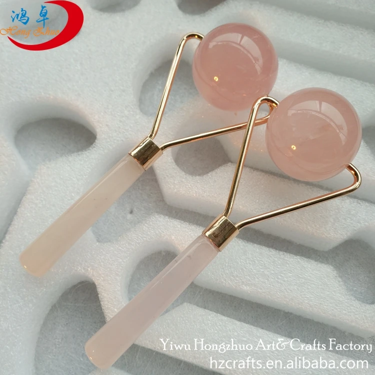 
Facial relaxation massage rose gold metal quartz single roller ball anti wrinkle massager face slimming 