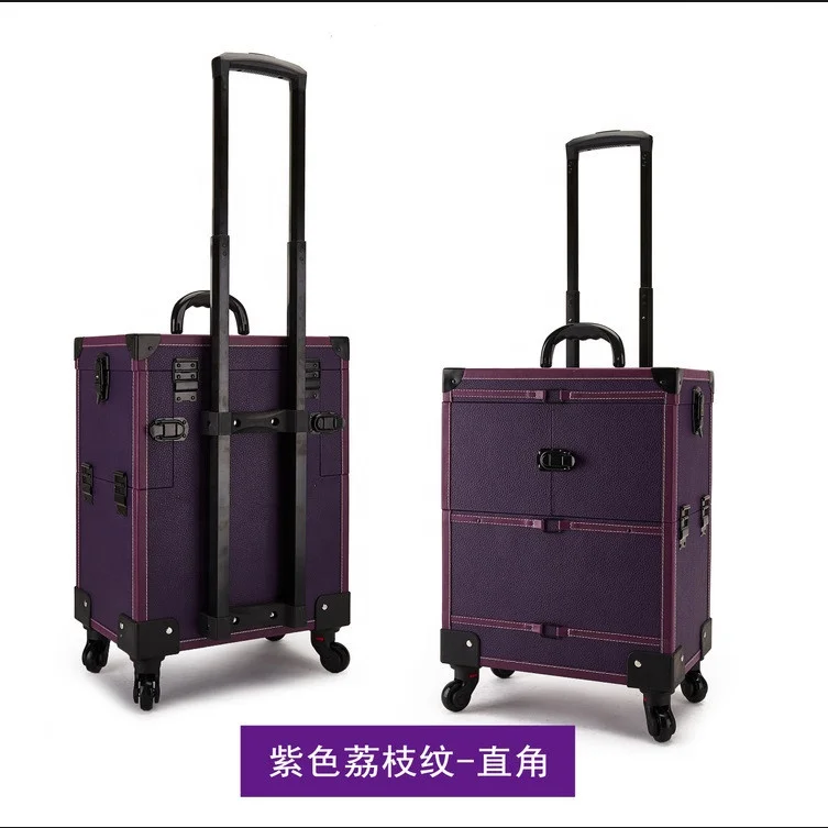 Melason Factory directly LED Lighted Professional Drawbar Universal Wheel Aluminum Alloy TravelCosmetic Makeup Case  65*40*23cm