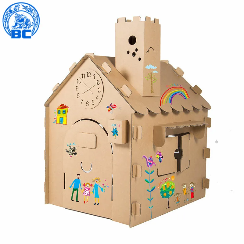 
Factory supplies interesting creative handmade art Cardboard house for kids DIY drawing 
