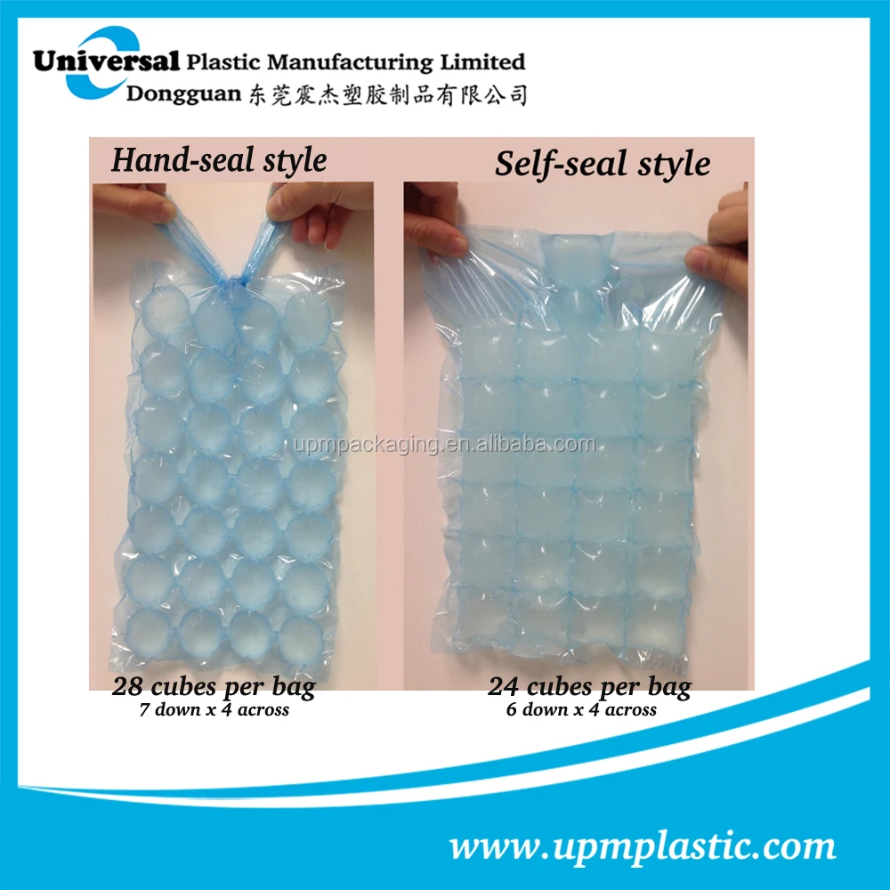Disposable single-use food grade self-closure ice cube bag