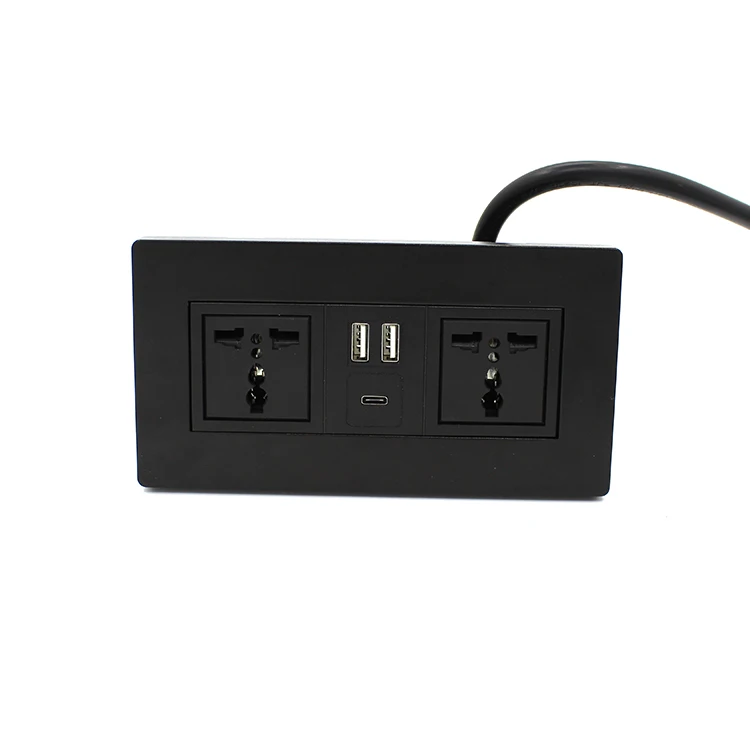 
Baiyou US/UK/Univerasal TR power outlets socket strip with 2 USB and Type-C port&overload protection&Aluminium/Plastic Cover 
