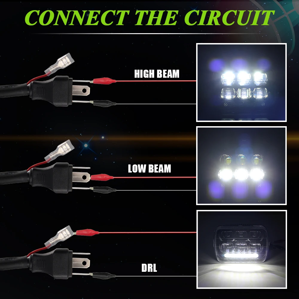 
Factory Sell Super Bright DRL Led Head Lights Rectangular 6x7