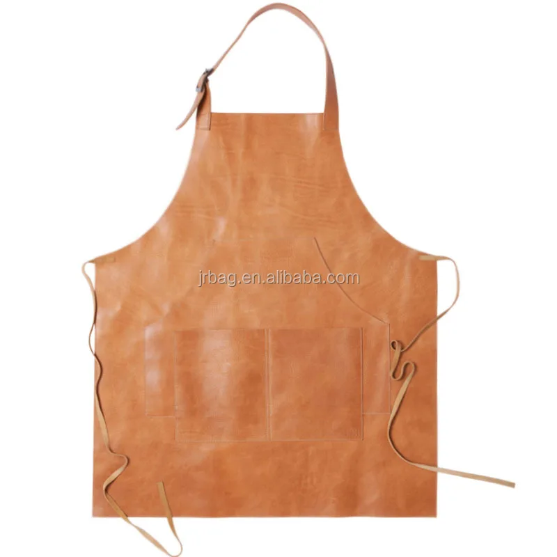 Waterproof Durable Men BBQ Barber Chef Genuine Cow Leather Apron For Grill Welding