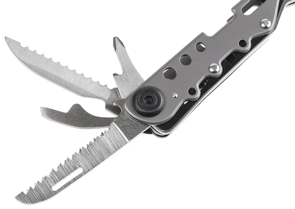 Multitool 14 in 1, Titanium Coated Handles, Sprung Loaded Pliers, Knife, Screwdrivers. Compact Folding Multifunctional Tool Kit