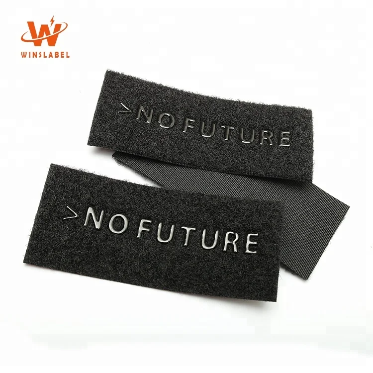 Custom Brand Private Logo Sports Ware TPU Embossed Clothing Labels Hook and Loop Fastener Badges
