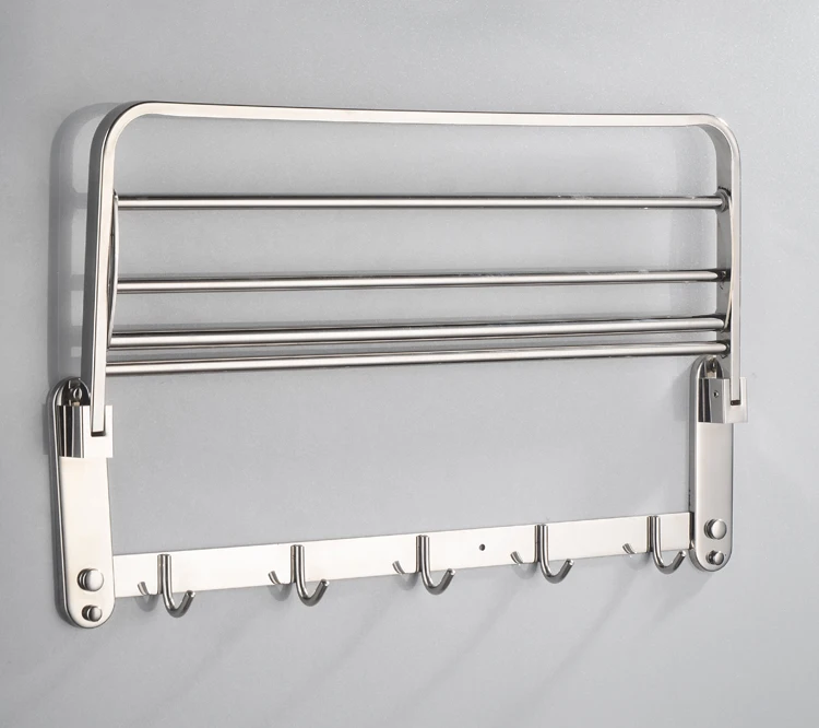 Congfei stainless steel wall mounted expandable towel rack with hooks
