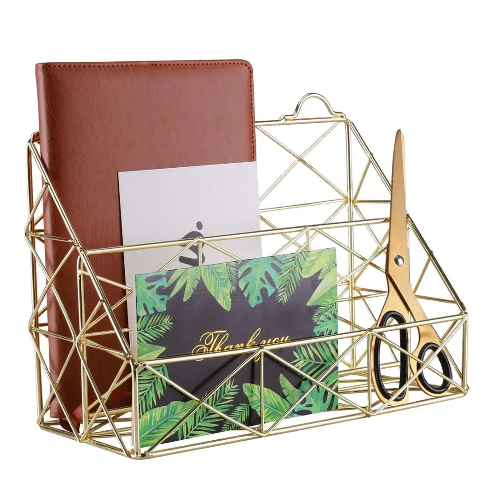 
Simmer Stone Rose Gold Mail Organizer, Plated Wire Metal Wall Mountable Multifunction Storage Rack, Organizer for Mails Books Fi 