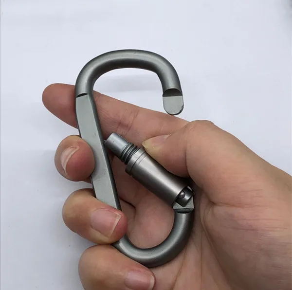 China wholesale custom logo small lock climbing keychain snap hook safety heavy duty metal spring clip hook aluminum carabiner