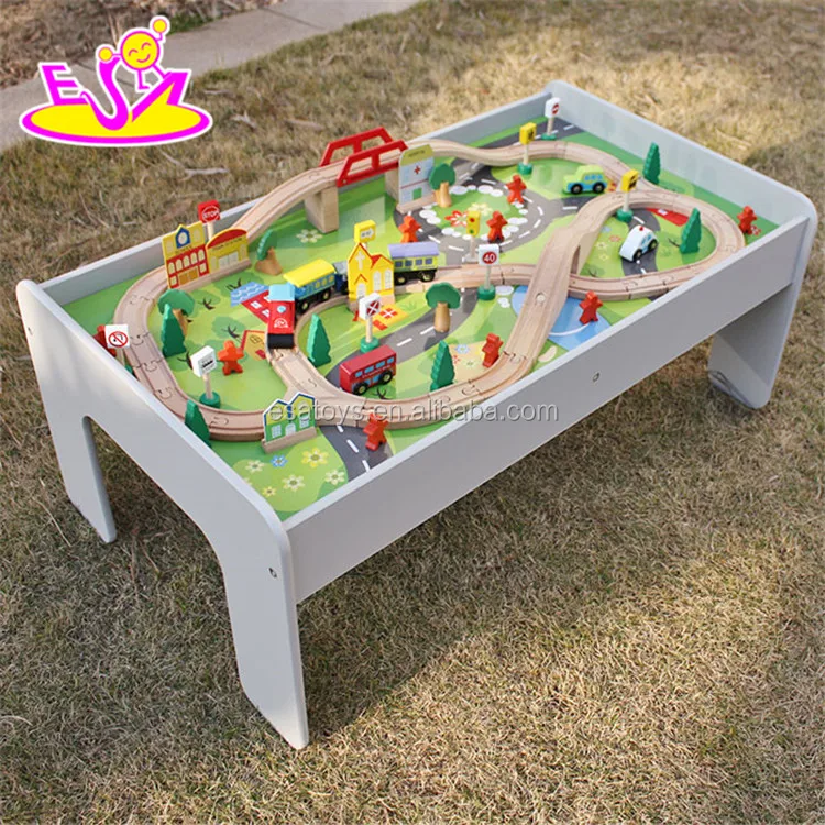 Wholesale cheap educational kids activity toys wooden train table set W04C070