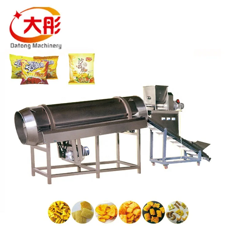 Potato waved chips snack making extruder machine Wheat puff pellet food processing line Corn cone fry chips production equipment
