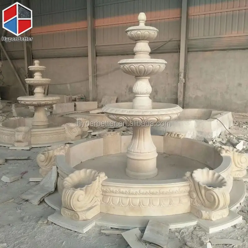 Luxury large white marble fountain