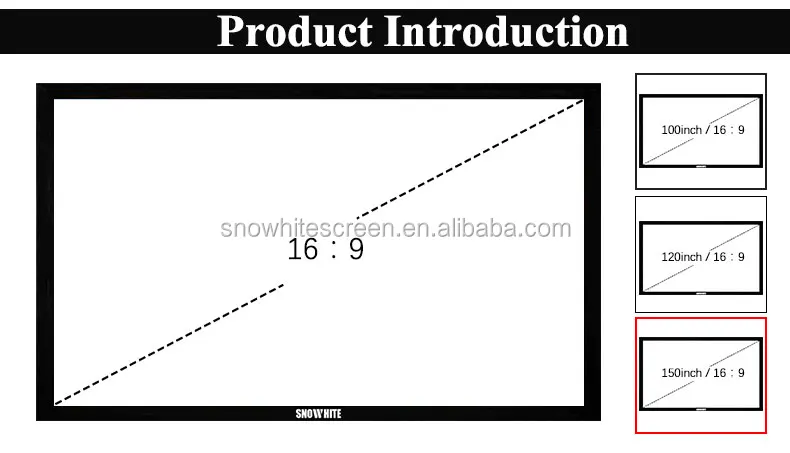 SNOEHITE 120'inch 16:9 Fixed Frame 4K HD Projection Screen BX-SM120BFH-FK