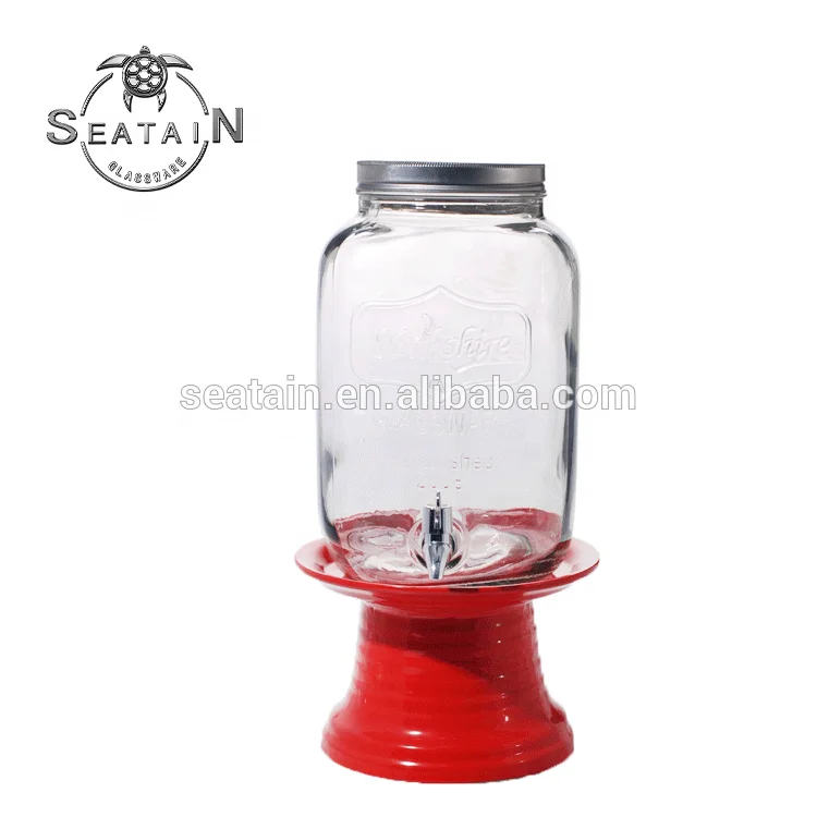 3.5L Ice Cold Drink Glass Beverage Dispenser with Metal Stand