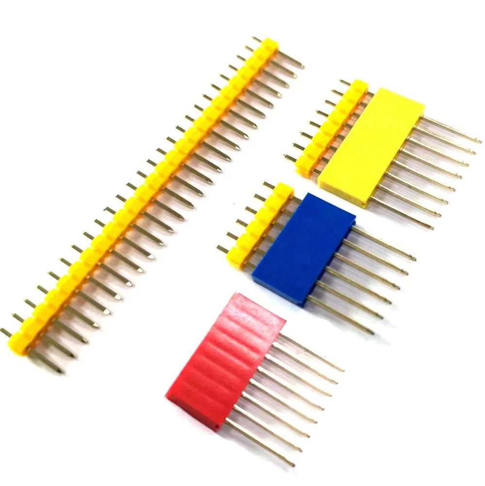 Color headers connector Female header Pitich 2.54mm 40 Pin single Row Straight angle Vertical Golden mating for Raspberry Pi