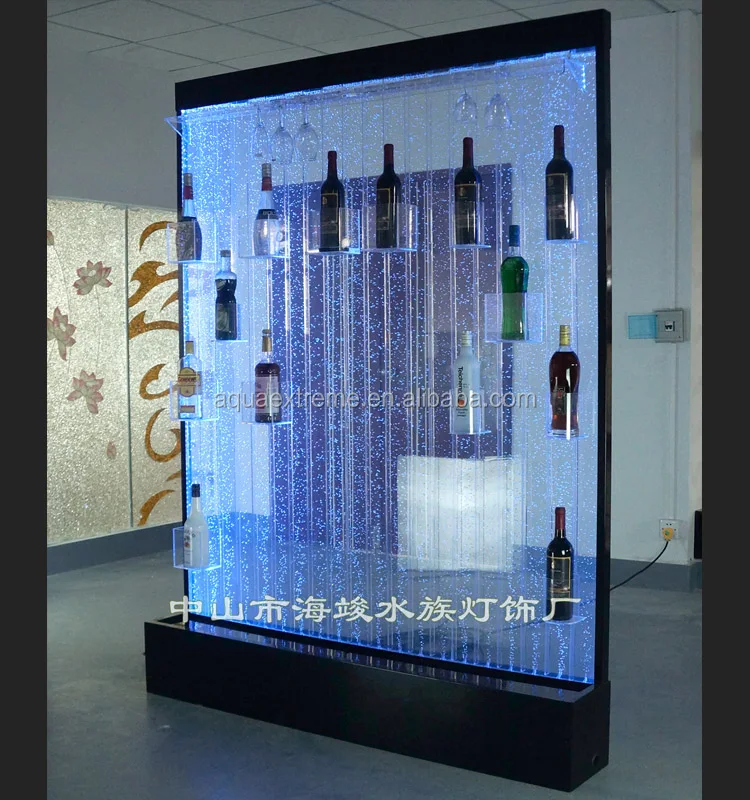 Customized acrylic led lighting water bubble wall wine cabinet for bar decoration