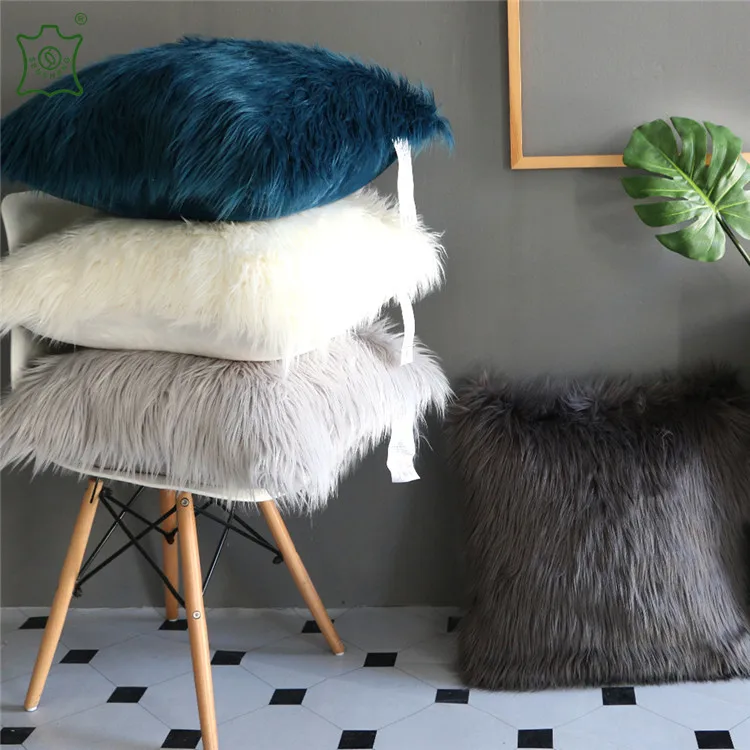 Мерцающая и Гламурная мягкая и роскошная подушка из искусственного меха овчины