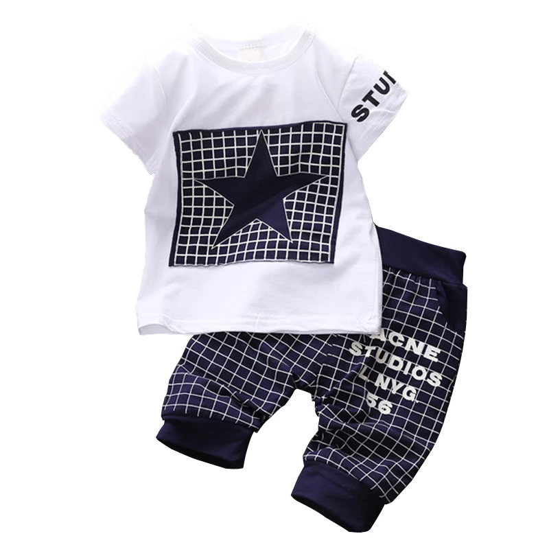 2016 New Baby boy clothes t shirt pants suit Clothing Sets summer Star Printed Clothes newborn