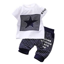 2016 New Baby boy clothes t shirt pants suit Clothing Sets summer Star Printed Clothes newborn