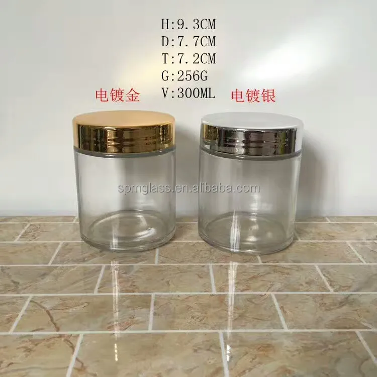 100ml,180ml,300ml,740ml straight sided empty air tight glass jar with caps for candle,food,cosmetics
