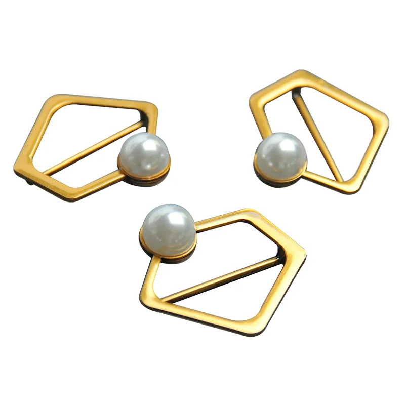Прочный Золотой пятиугольников Металл Pearl одежды пряжки