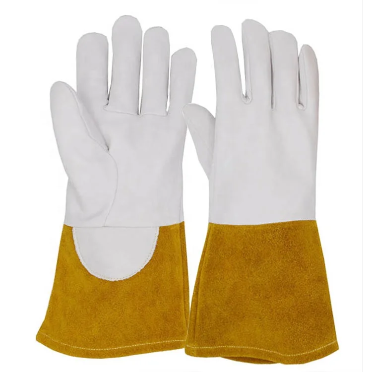 PRI White Super Soft Home Tasks Metal Flash MIG Tig Goatskin Fire Resistant Heat Thin Welder Gloves