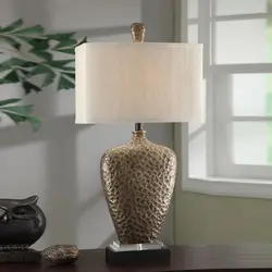 living room bedside crystal decorative hammered antique brass resin accent table lamps