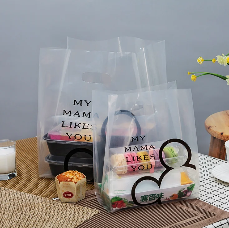 Custom printed plastic clear backery bread  cake candy muffin dessert bags transparent plastic bags