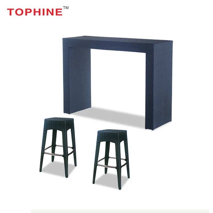 
Commercial Contract TOPHINE Furniture Outdoor Aluminium Frame Wicker Woven High Bar Table And Stools 