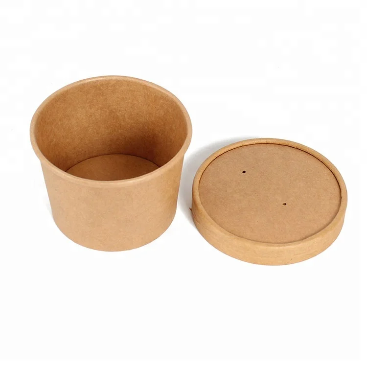 ECO Disposable Kraft Paper Soup Cup With Lid