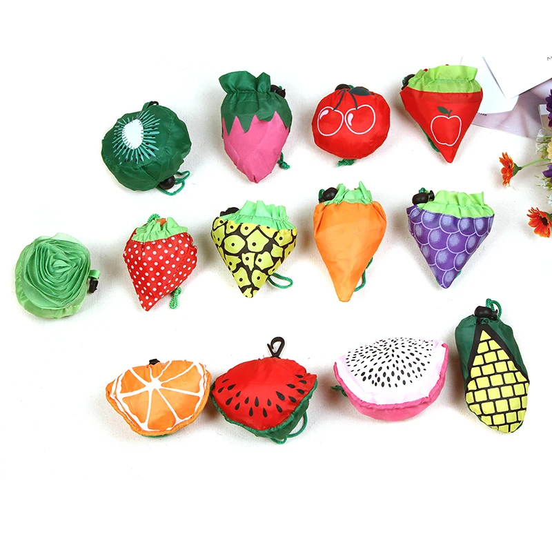 
Promotional Custom logo fruit polyester Reusable Foldable eco shopping bag 