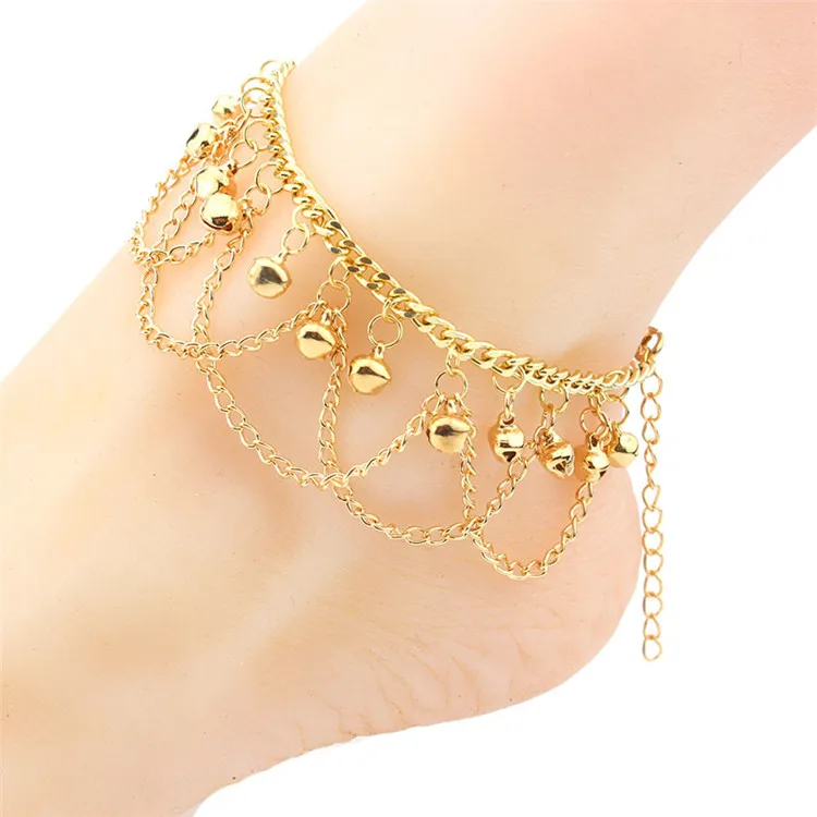 Hot Sell Women Fahion New Design 18 Carat Gold Bell Anklet