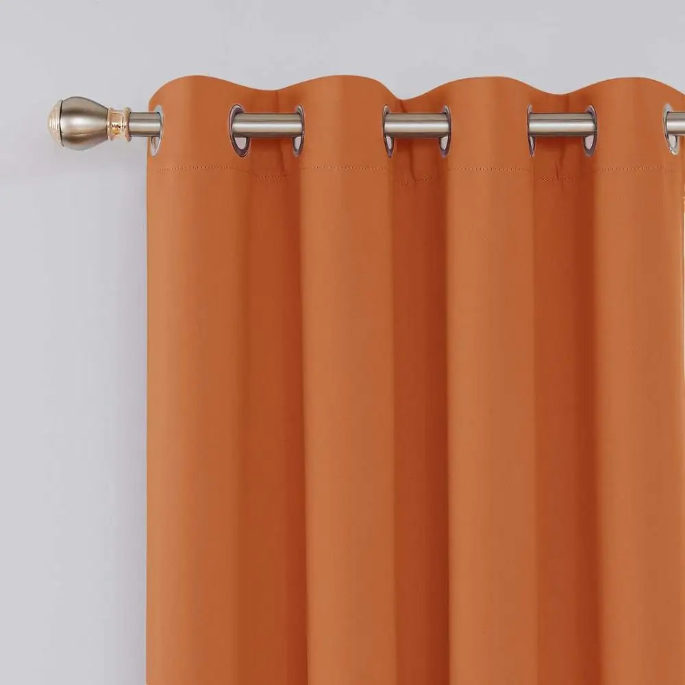Luxury Soft Touch Top Grommet Blackout  Curtain High Quality Heavy Orange Blackout  Curtain Fabric for Bed Room