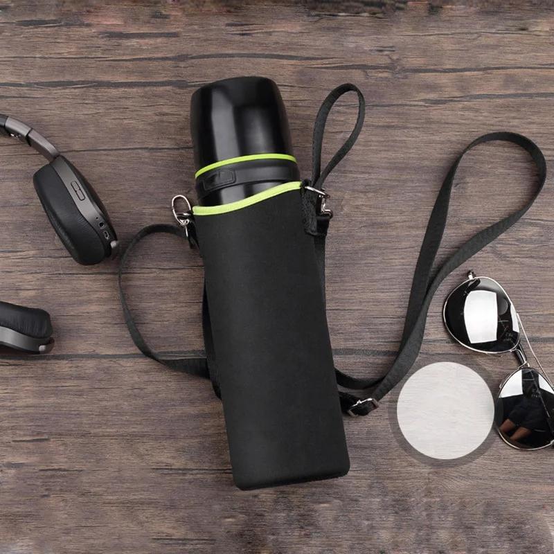 Customized Logo Water Bottle Sleeve,Neoprene Water Bottle Holder With Shoulder Strap