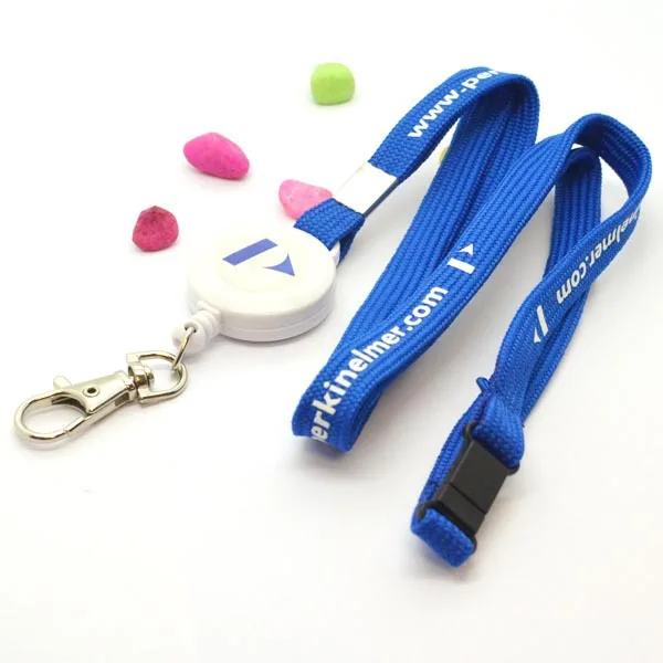 Promotion Polyester Ribbed Lanyard with Plastic Buckle Hook