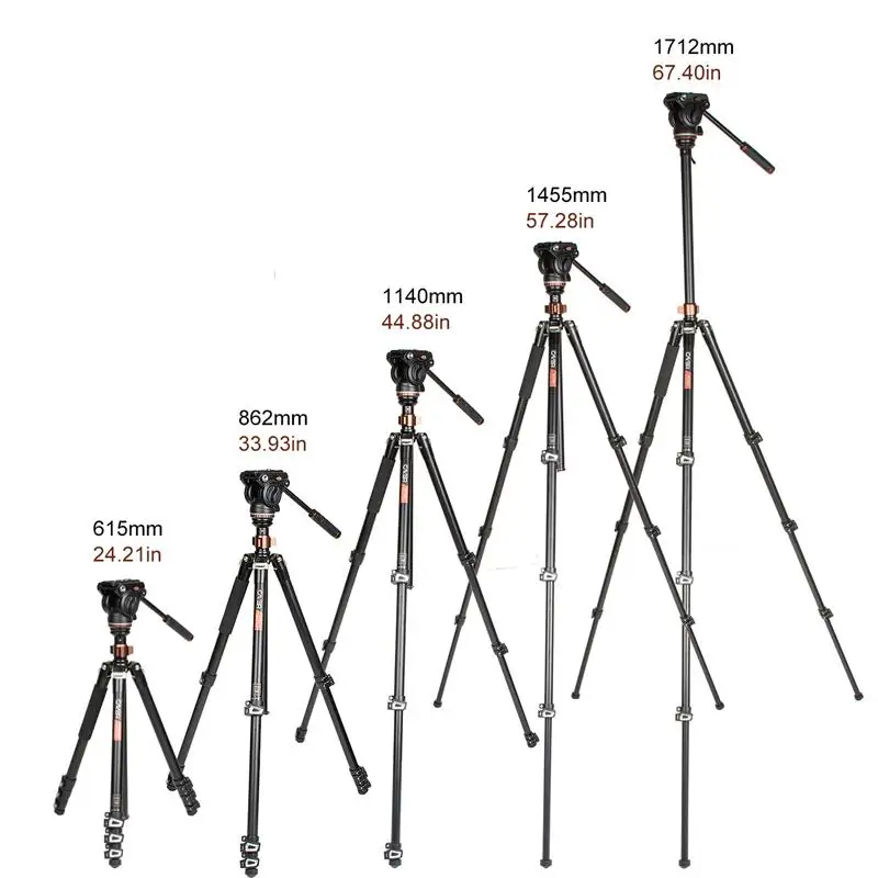 Cayer AF2451H4 hot selling defender aluminum tripod kit with fluid head flip-lock professional video camera tripod